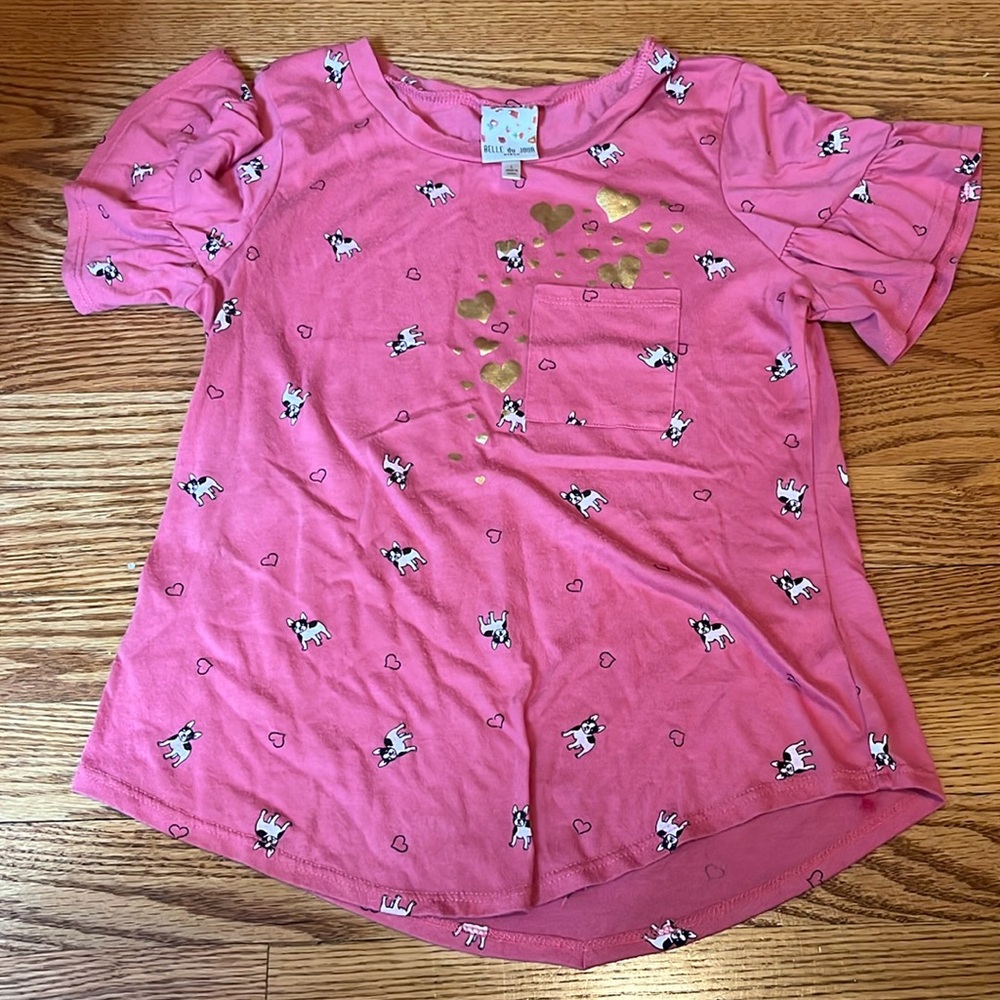 GIRLS FRENCH BULLDOG BLOUSE SZ L